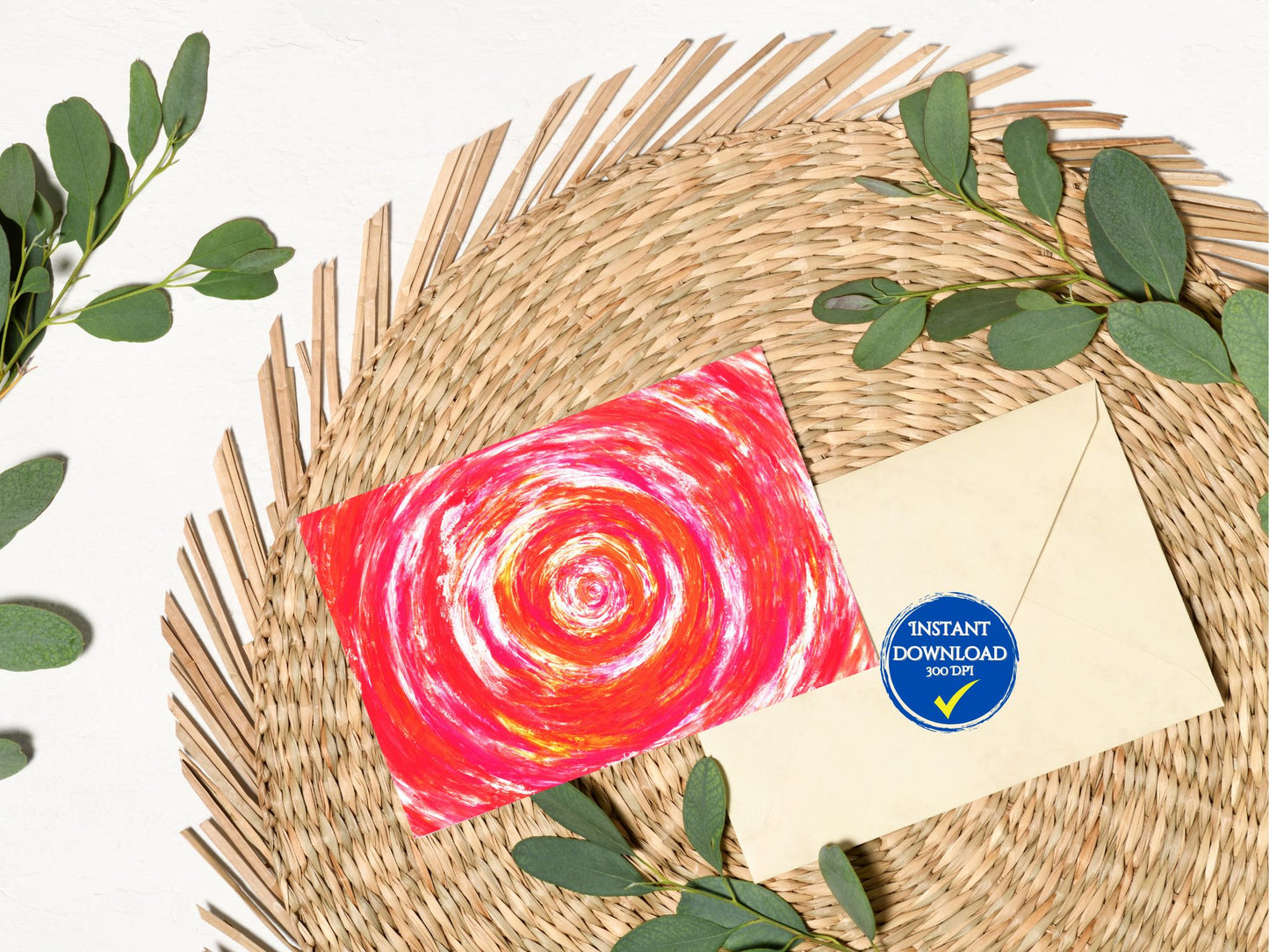 Carte recto simple à imprimer avec peinture abstraite Breathart en rose 
