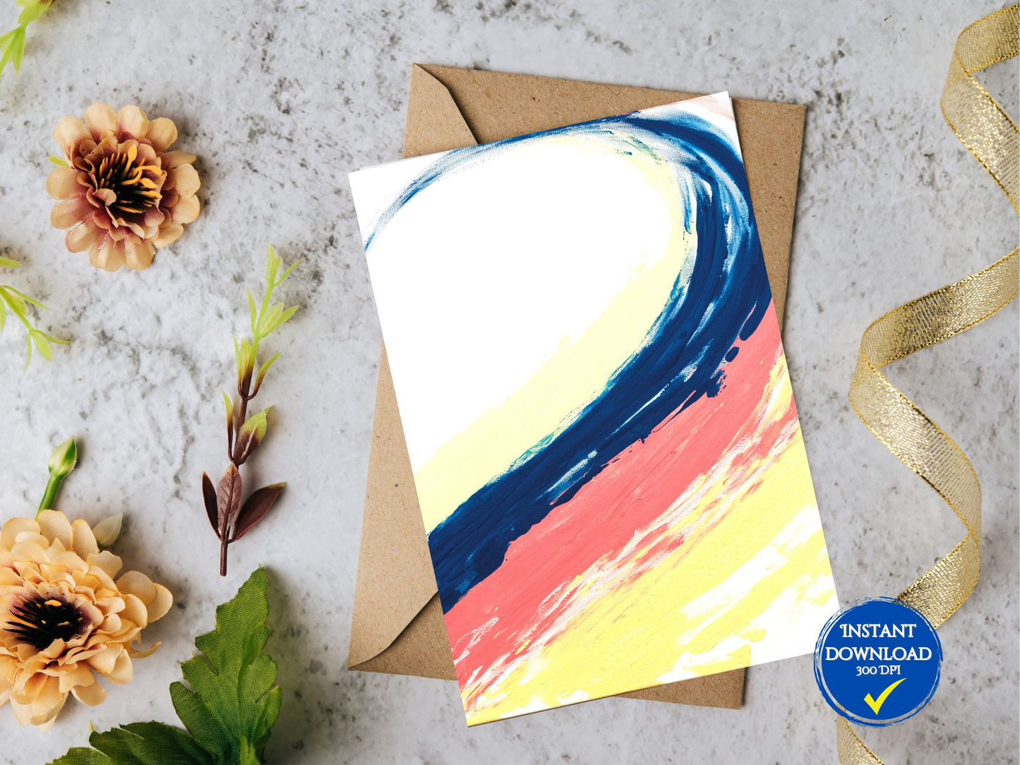 Carte de naissance numérique avec peinture Breathart en bleu marine, à offrir aux parents.
