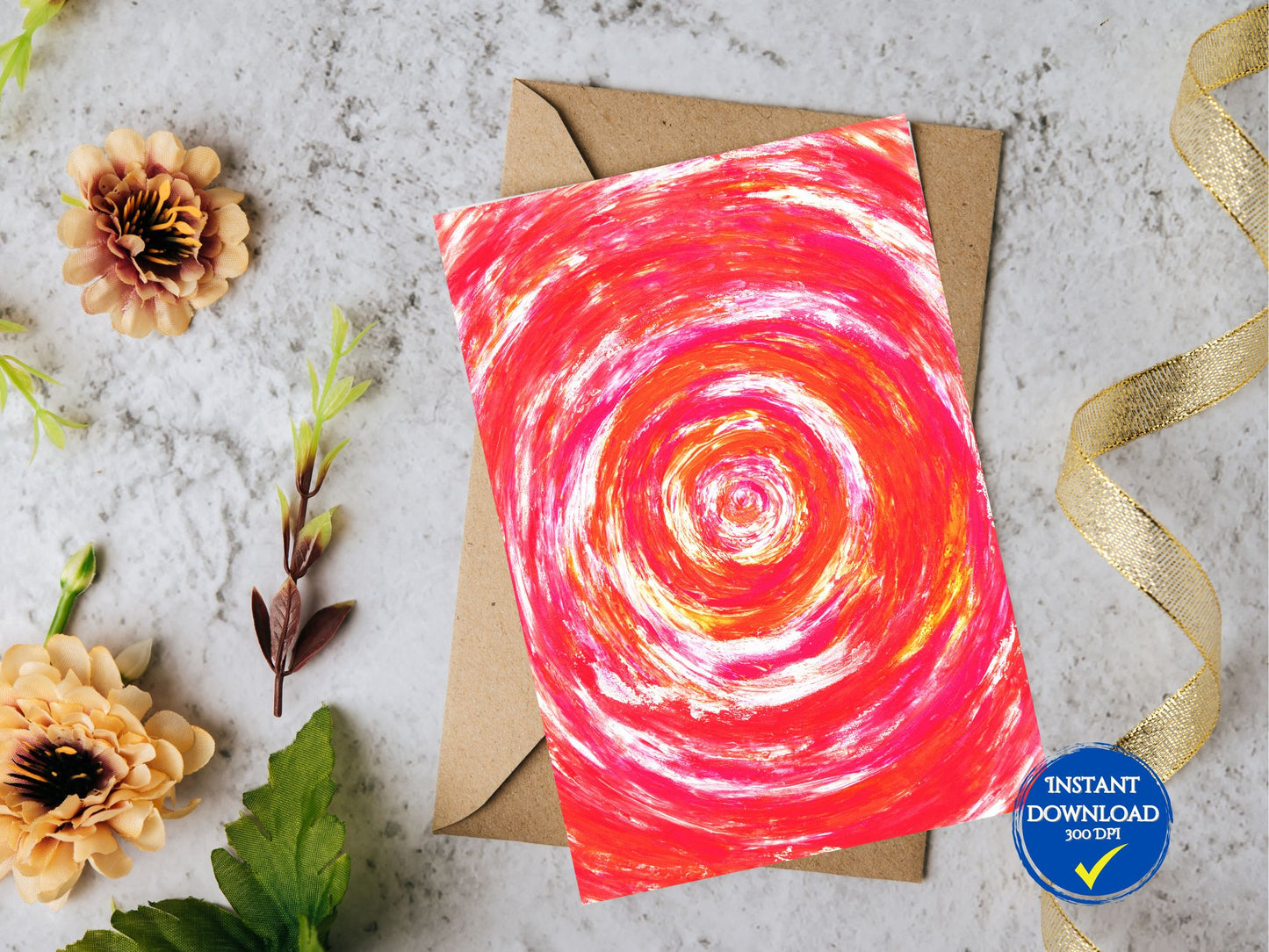 Carte recto simple à télécharger avec peinture Breathart pour embellir vos cadeaux.
