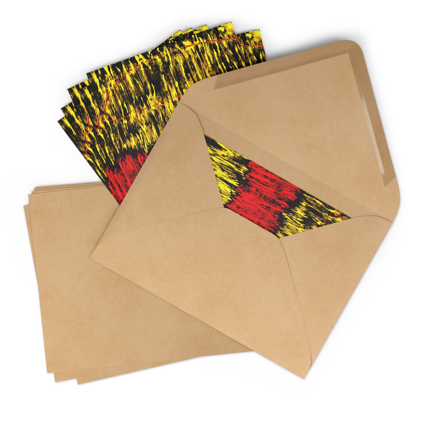 Lot de cartes de correspondance avec des œuvres abstraites Breathart en rouge et noir