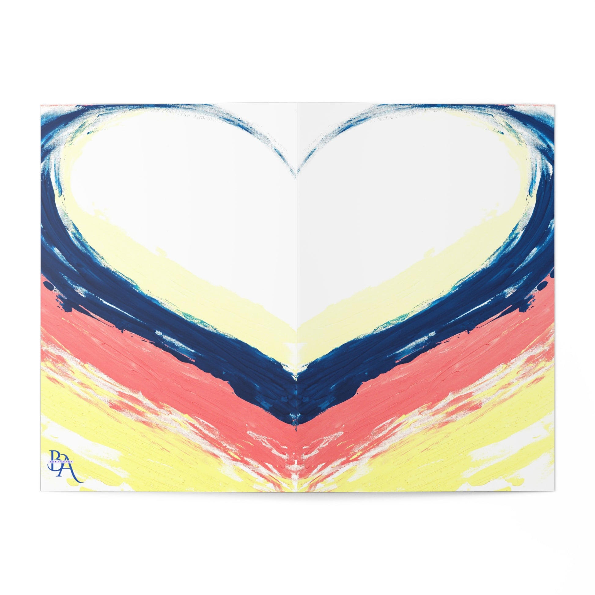 Carte de naissance colorée avec art abstrait en turquoise et rose.
