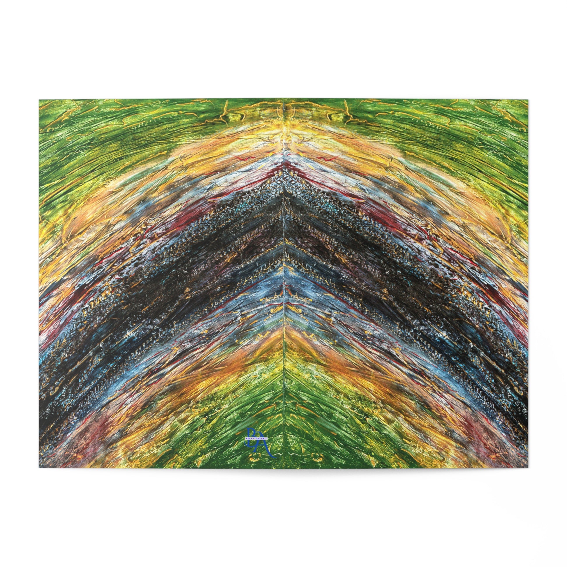 Carte double de Noël avec peinture abstraite Breathart en gris et vert