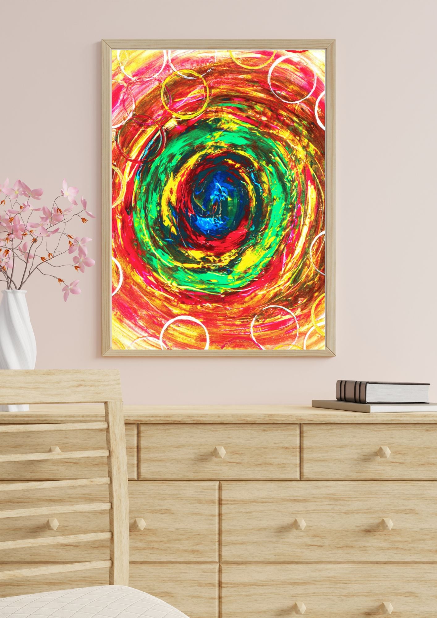 Reproduction d’une peinture abstraite inspirée des bulles – Des teintes aquatiques qui évoquent la mer et la sérénité.