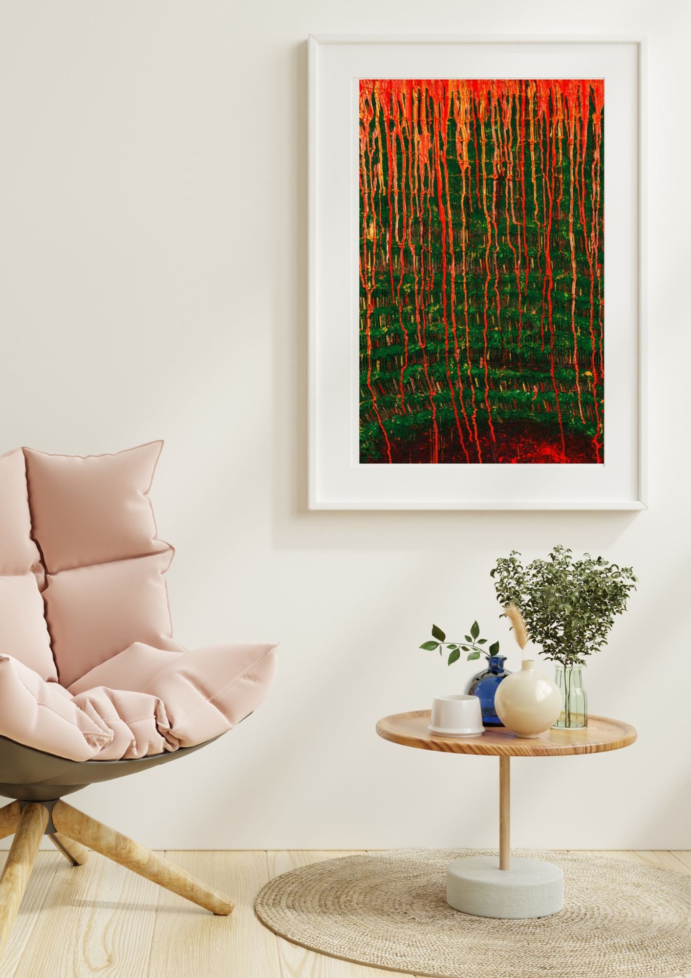 Reproduction d’une peinture abstraite inspirée des vignes – Des teintes aquatiques qui évoquent la mer et la sérénité.