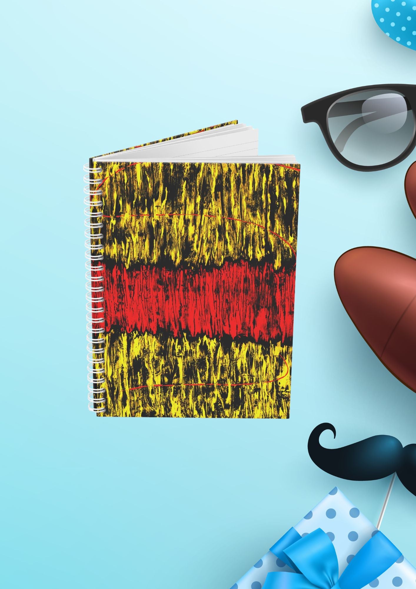 Cadeau pour les maîtres d’école – Offrez un carnet d’art abstrait intense rouge et noir t jaune à ton instit, ton tuteur, un geste d’appréciation pour son travail acharné. 
