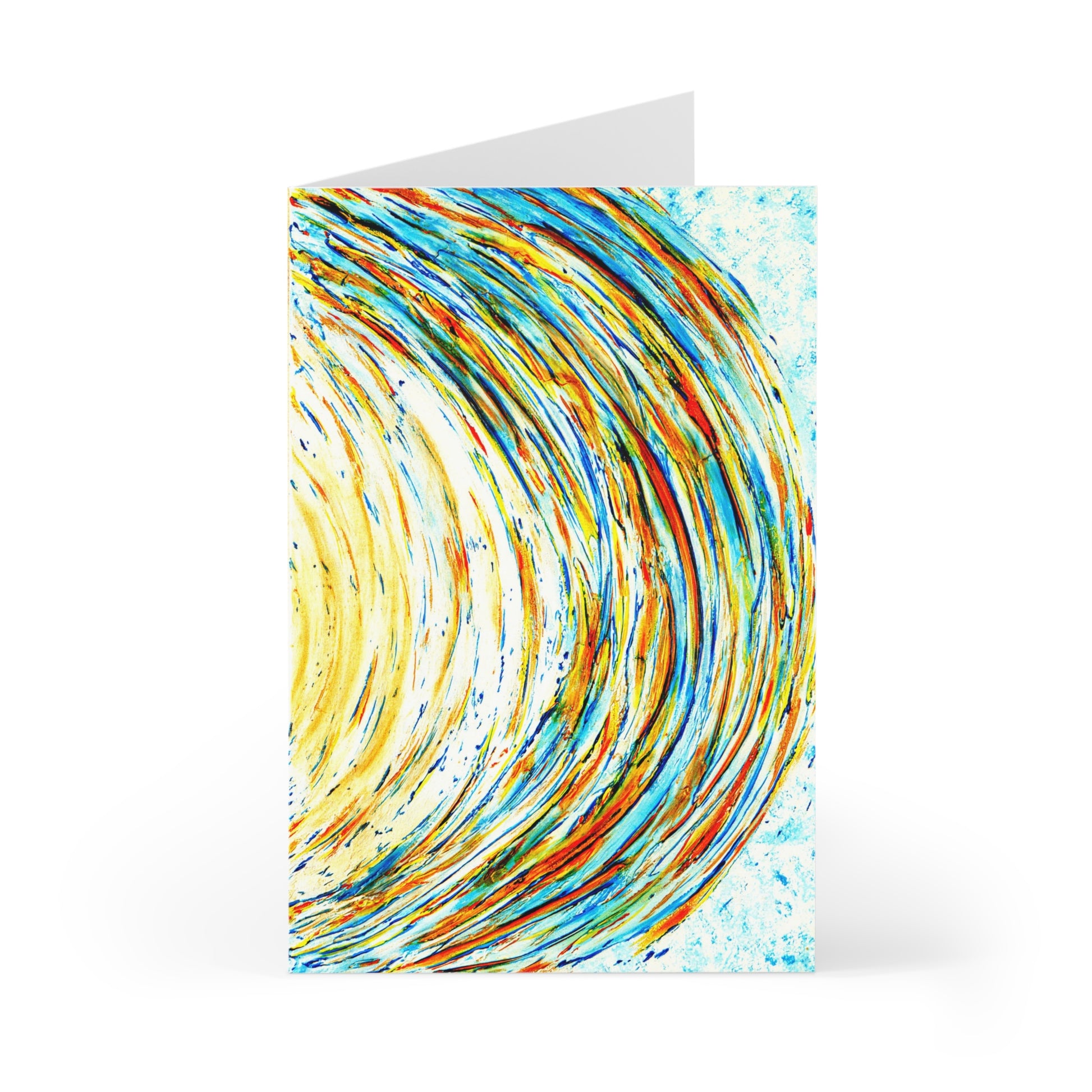 Carte de vœux avec design artistique en bleu et or.