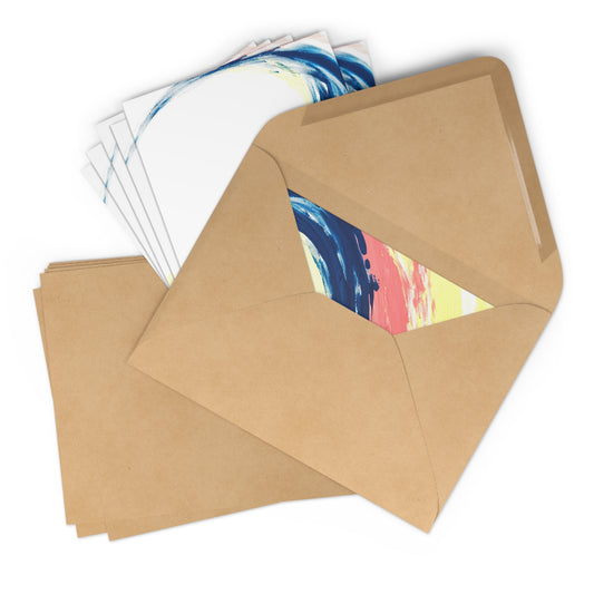 Lot de cartes de Noël avec designs abstraits en bleu et rose
