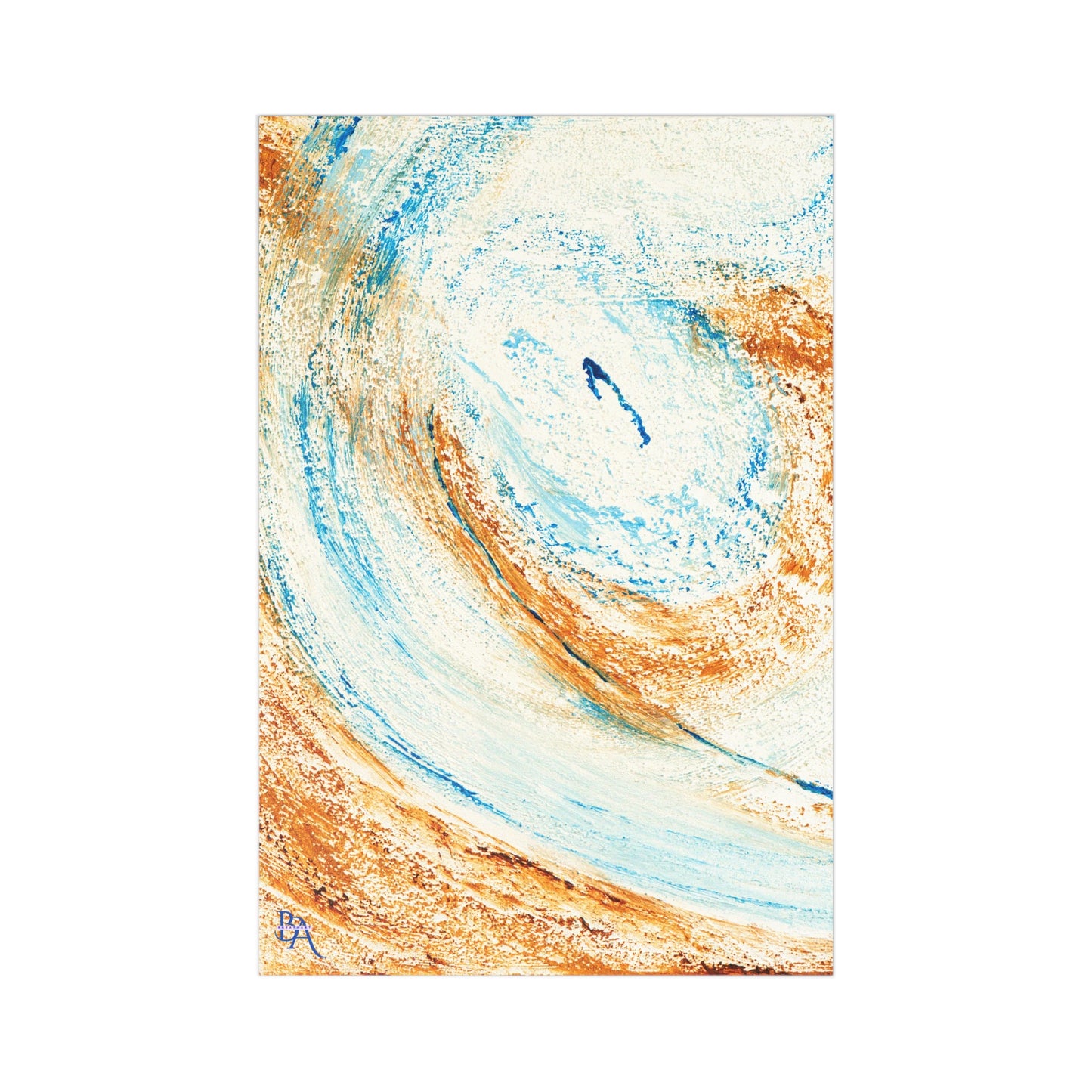 Carte de Noël avec art abstrait en turquoise et crème, pour homme et femme.
