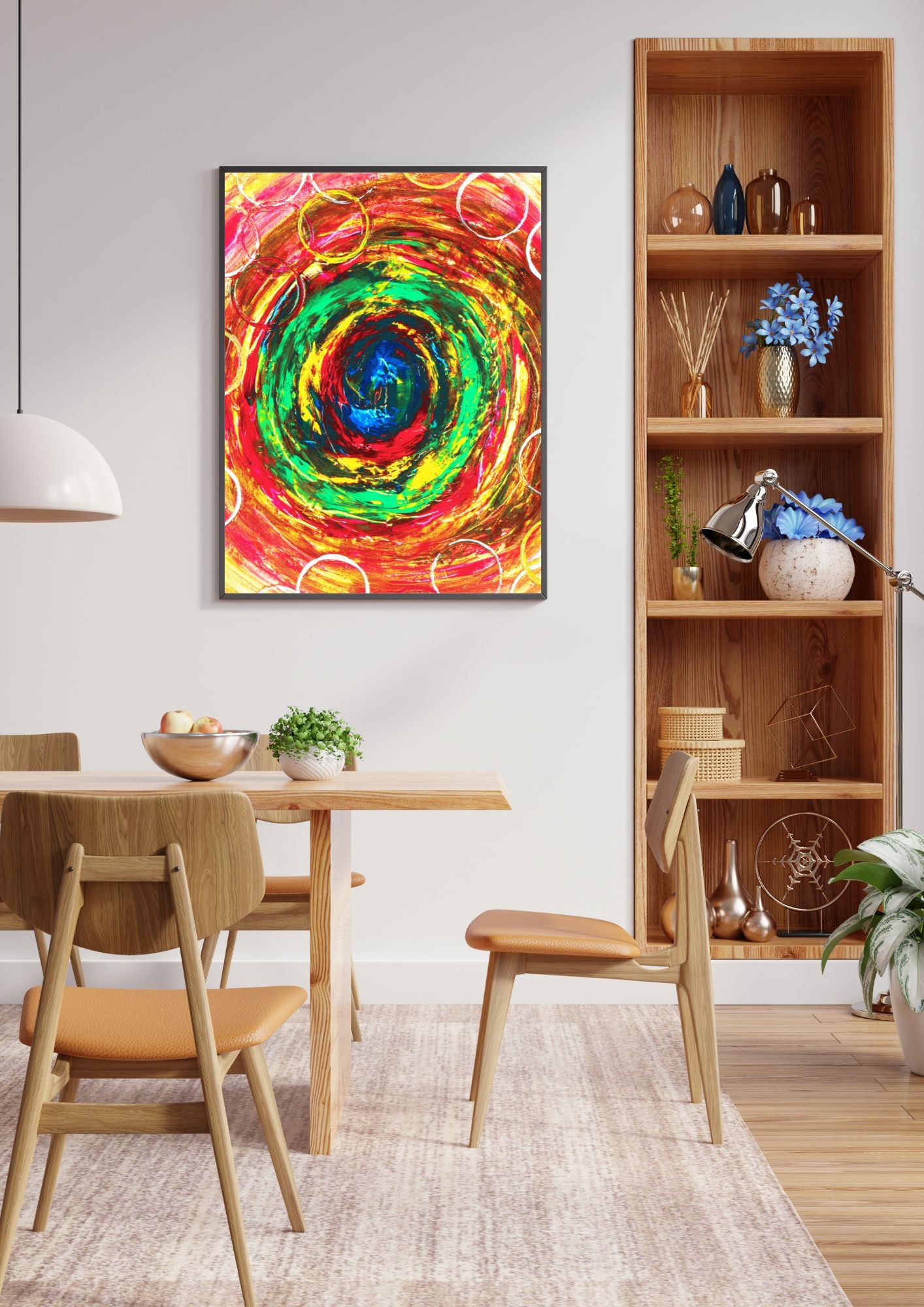 Peinture abstraite énergique avec éclaboussures de peinture multicouleurs bulles – Un design qui apporte du caractère et de la vitalité à votre décoration.