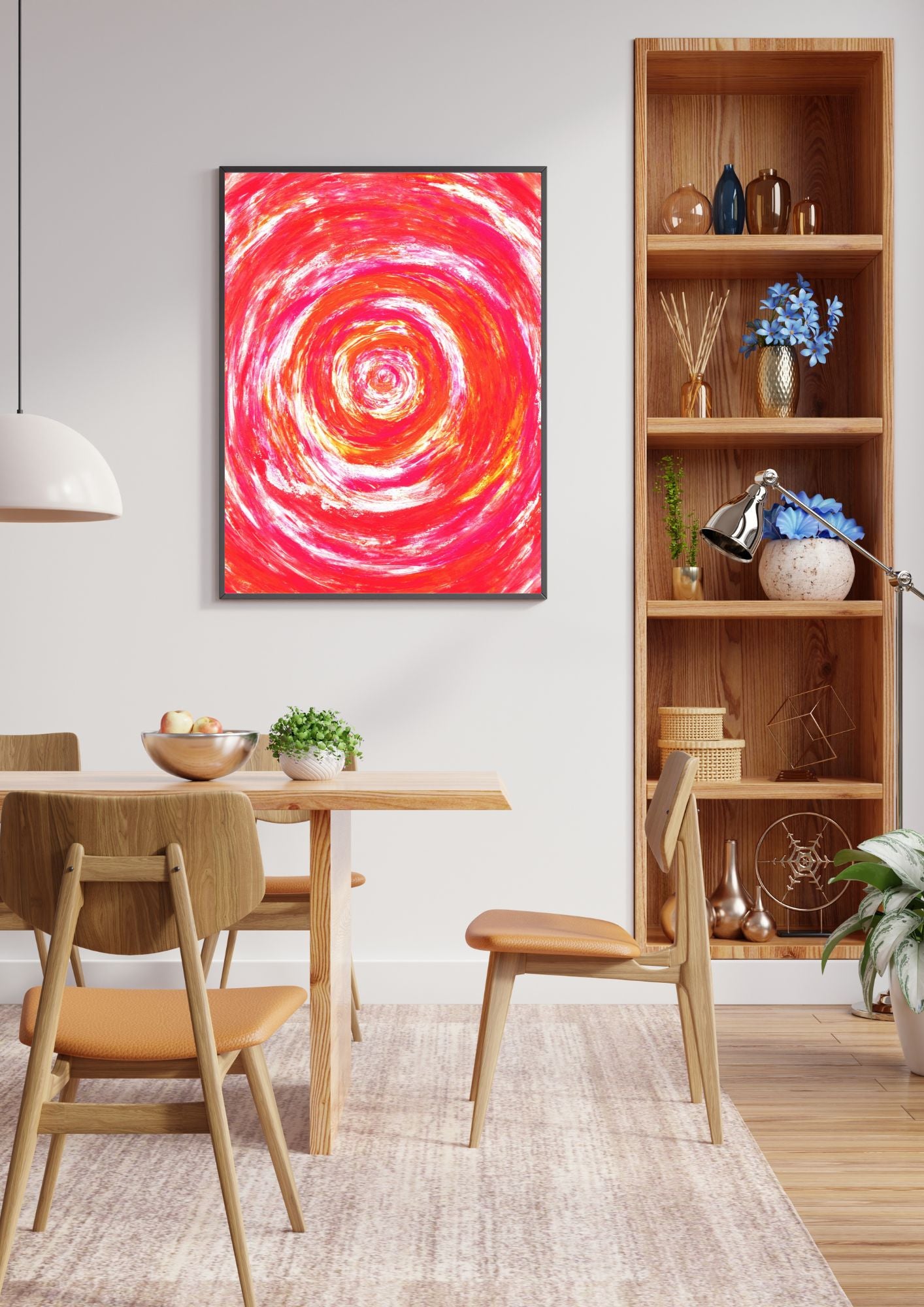 Affiche murale d’art abstrait aux couleurs rose pour l'amour – Une œuvre qui réchauffe l’espace et crée une atmosphère accueillante.