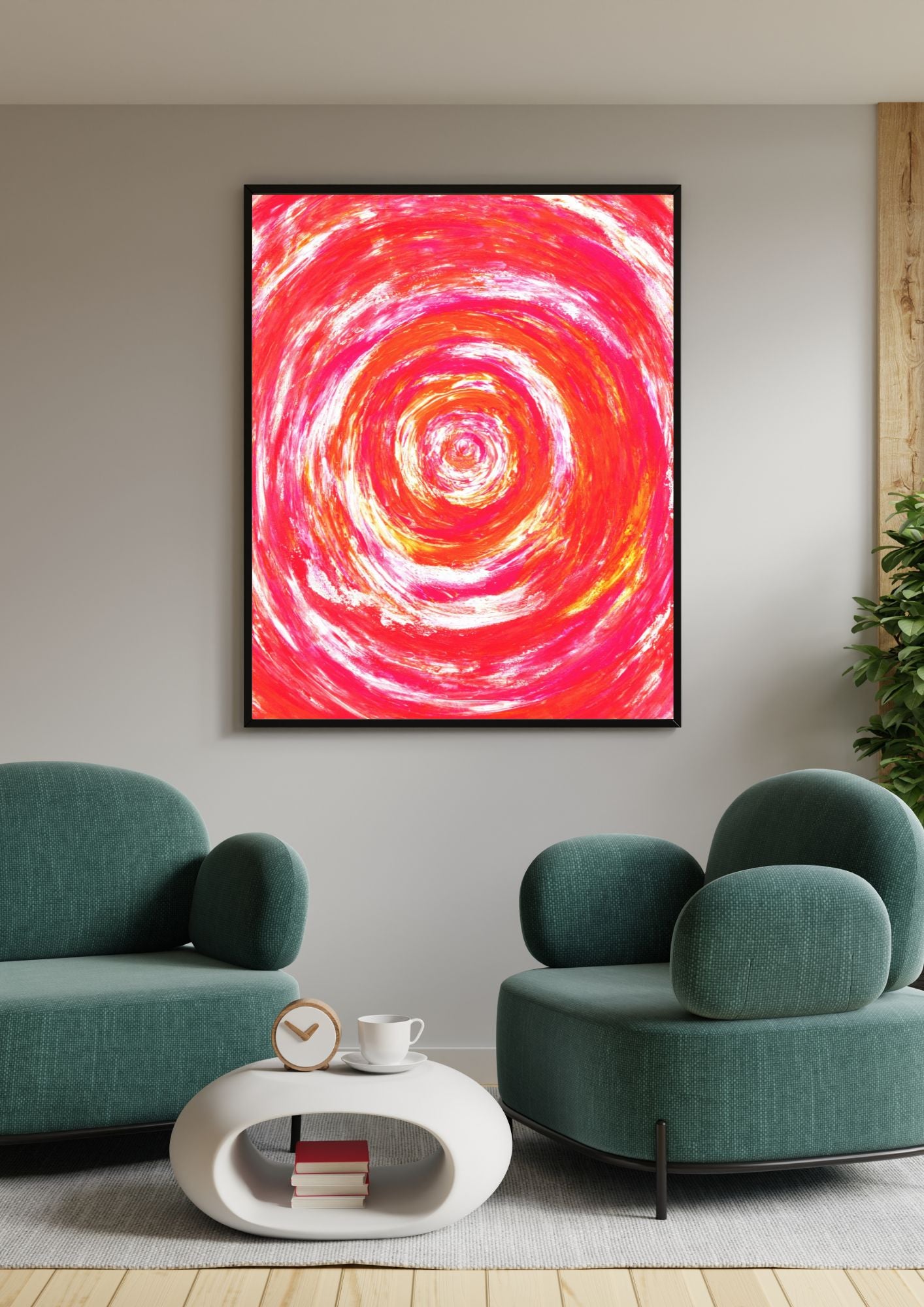 Peinture abstraite énergique avec éclaboussures de peinture rose  – Un design qui apporte du caractère et de la vitalité à votre décoration.