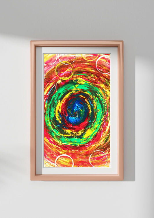 Tableau abstrait contemporain en colorée bulles multicolor – Un choix élégant et intemporel pour un décor chic.