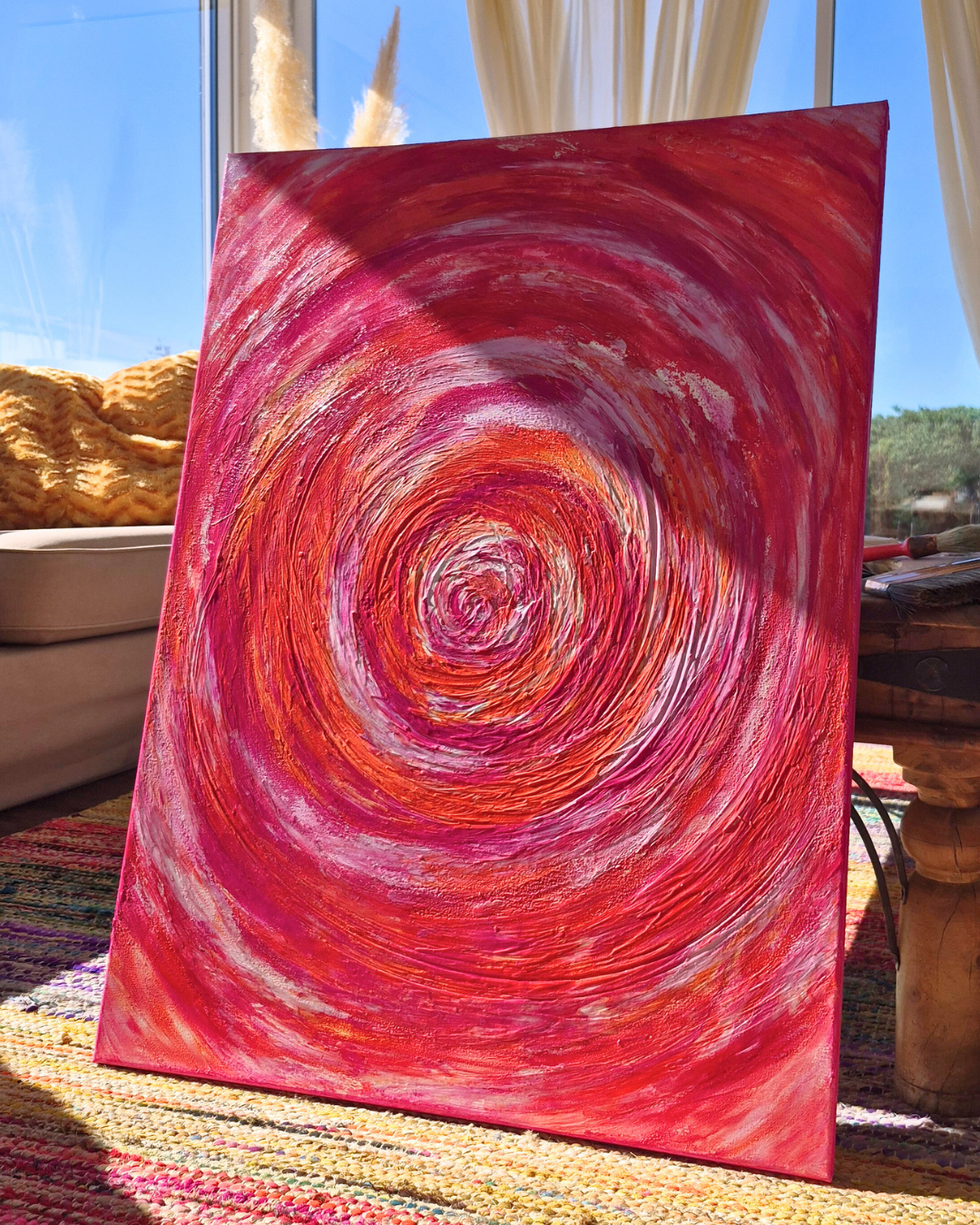 Toile texturée qui invite à toucher et ressentir chaque nuance de couleur