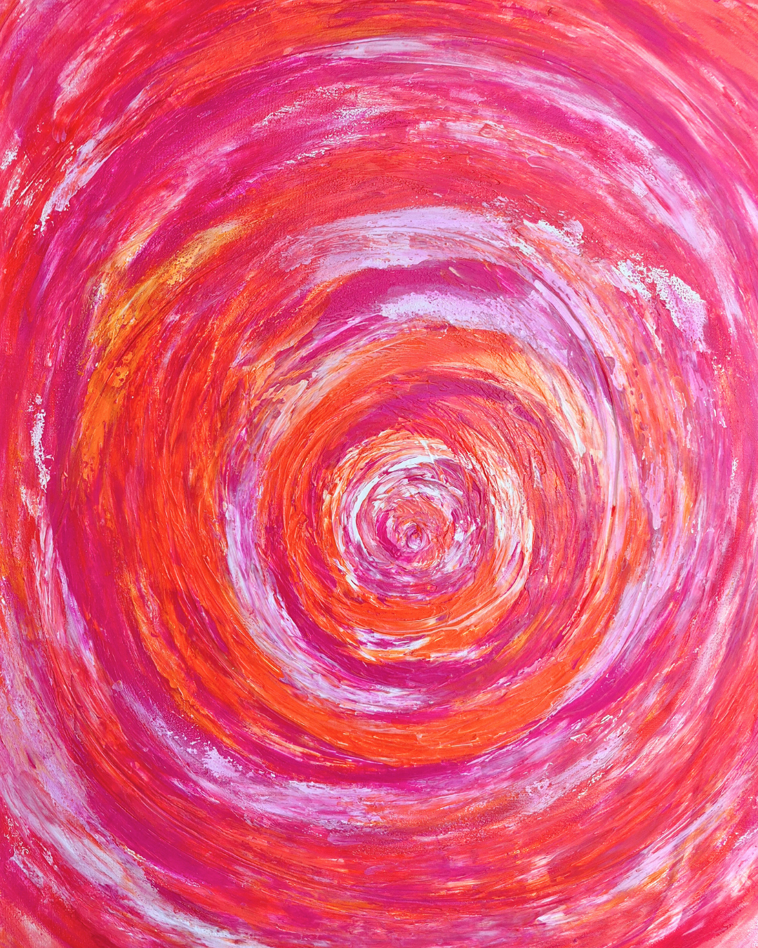 Toile vibrante illustrant la force de la vie à travers des nuances colorées