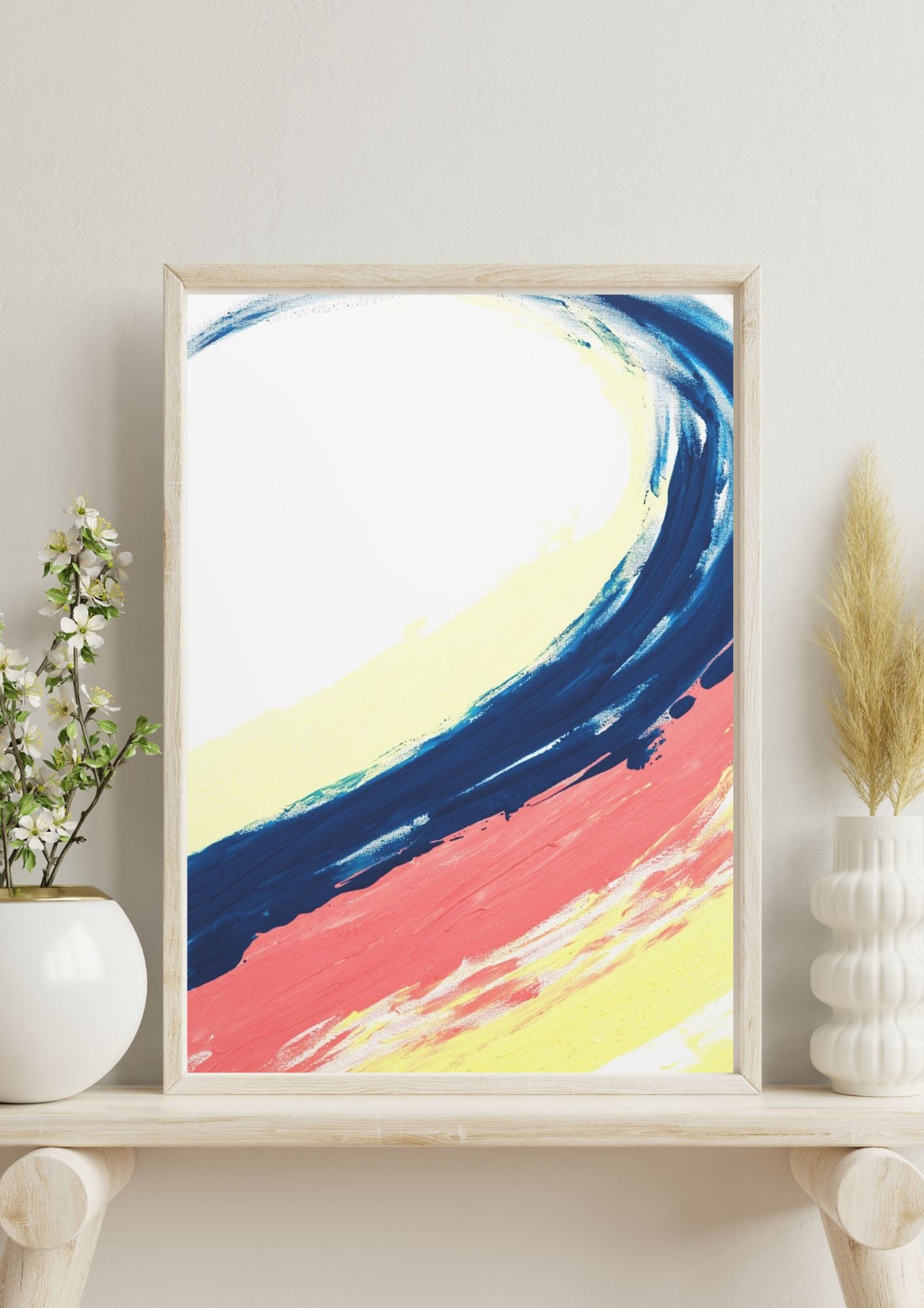 Affiche murale d’art abstrait avec des formes organiques – Un mélange harmonieux de couleurs et de formes qui invite à la contemplation.